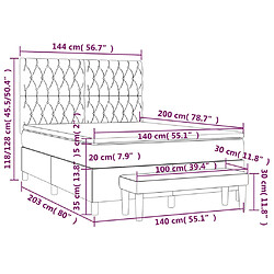 vidaXL Sommier à lattes de lit et matelas Gris foncé 140x200cm Velours pas cher