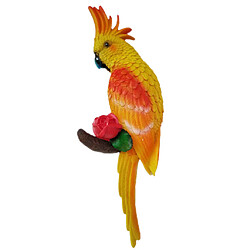 Avis perroquet figurine statue crochet mur extérieur jardin tropical décor droit jaune