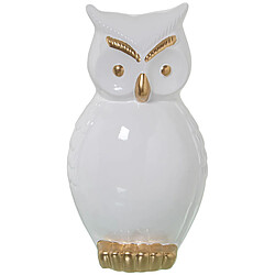 Figurine Décorative Alexandra House Living Blanc Doré Céramique Hibou 20 x 20 x 33 cm 