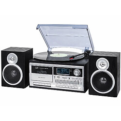 Trevi TT 1072 Dab - Système de Tourne-Disque stéréo Bluetooth avec récepteur numérique Dab / Dab+, Fonction encoding, Lecteur MP3, CD, USB, entrée auxiliaire, SD, Cassette, Noir