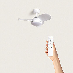 Ledkia Ventilateur de Plafond Silencieux Poros 35W 76cm Motor DC Avec lumière Télécommande Blanc Blanc Non