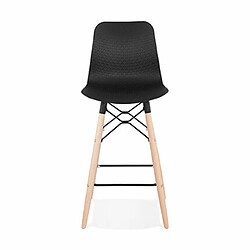 Mes Lot de 2 chaises de bar H69 cm noirs et pieds naturels - YAREN