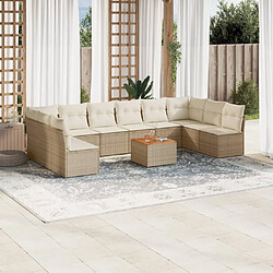 vidaXL Salon de jardin 11 pcs avec coussins beige résine tressée 