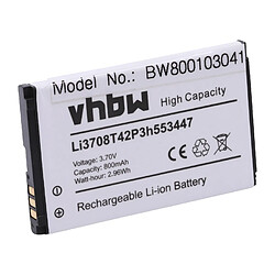 vhbw Batterie remplacement pour Li3707T42P3h553447, Li3708T42P3h553447 pour smartphone (800mAh, 3,7V, Li-ion) 