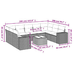 Avis Maison Chic Salon de jardin 10 pcs avec coussins, Ensemble Tables et chaises d'extérieur noir résine tressée -GKD185165