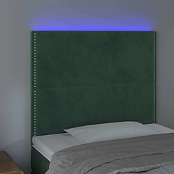 Avis Maison Chic Tête de lit moderne à LED lumineuse pour chambre - Décoration de lit Vert foncé 90x5x118/128 cm Velours -MN89505