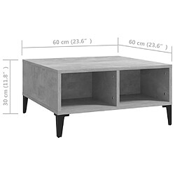 vidaXL Table basse gris béton 60x60x30 cm bois d'ingénierie pas cher