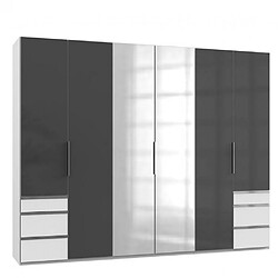 Inside 75 Armoire penderie LISEA 6 portes 6 tiroirs verre anthracite 300 x 236 cm HT