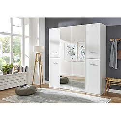 Pegane Armoire, meuble de rangement coloris Blanc - Longueur 180 x Hauteur 208 x Profondeur 58 cm  