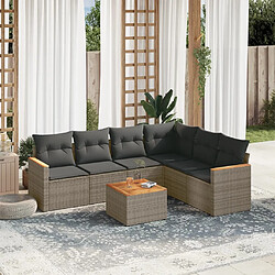 vidaXL Salon de jardin avec coussins 7 pcs gris résine tressée 