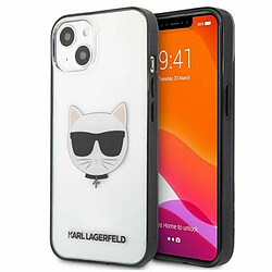 Karl Lagerfeld Choupette Head - Coque pour iPhone 13 mini (Transparente / Cadre Noir)