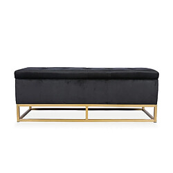 Banquette coffre Angele Velours noir pieds or