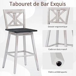 Avis Helloshop26 Lot de 2 tabourets de bar h109 cm siège pivotant 360° avec repose-pieds antidérapants en bois d'hévéa pour maison restaurant 20_0003156