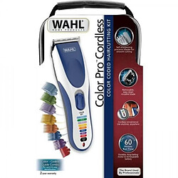 Tondeuse a Cheveux WAHL 09649-016 - sans fil Cordless Color Pro - 20 pieces - Protege-lame - Guides de coupe pour oreille