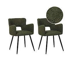 Beliani Chaise de salle à manger Set de 2 Bouclé Vert foncé SANILAC