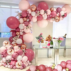 Euro Mega Guirlande Ballon Rose Rouge Décorations Fête Ballon Confettis Fête Anniversaire Mariage Rose