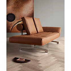 Acheter Inside 75 INNOVATION LIVING Canapé design GHIA CHROME Leather Look Brown Faunal convertible lit 210*80cm