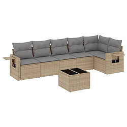 Maison Chic Salon de jardin avec coussins 7 pcs, Ensemble Tables et chaises de jardin, beige résine tressée -GKD367094 