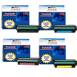 T3AZUR - Lot de 4 Toners génériques HP CE250X / CE251A / CE252A / CE253A 