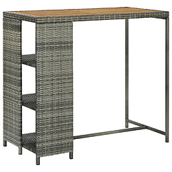 vidaXL Table de bar avec rangement Gris 120x60x110 cm Résine tressée