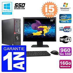 PC Fujitsu Esprimo E720 E85+ DT Ecran 22'' i5-4570 RAM 16Go 960 Go SSD Wifi W7 · Occasion 