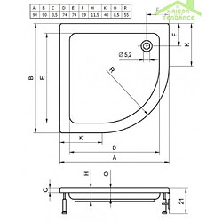 Avis Receveur de douche acrylique quadrant RIHO 207 90x90x8,5cm