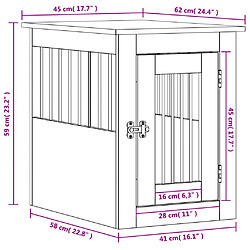 vidaXL Meuble de cage pour chiens blanc 45x62x59 cm bois d'ingénierie pas cher