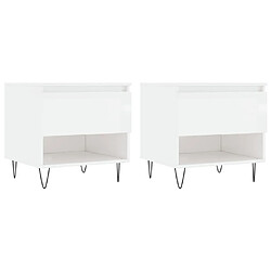 Maison Chic Lot de 2 Tables basses,Table Console pour salon blanc brillant 50x46x50cm bois d'ingénierie -MN17199