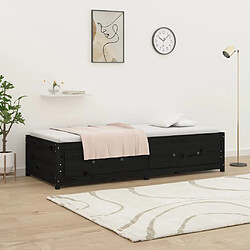 Avis vidaXL Lit de jour Noir 75x190 cm Petit simple Bois de pin massif