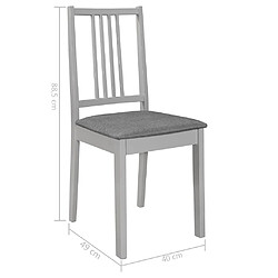 vidaXL Chaises à manger avec coussins lot de 2 gris bois solide pas cher