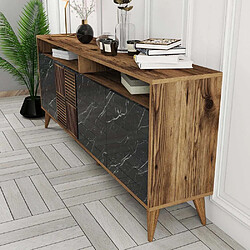 Acheter Hanah Home Buffet en aggloméré 4 portes Milan noyer et imitation marbre noir.