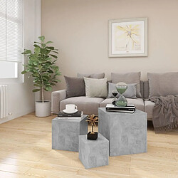 Avis vidaXL Tables d'appoint 3 pcs Gris béton Aggloméré