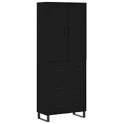 vidaXL Buffet haut Noir 69,5x34x180 cm Bois d'ingénierie