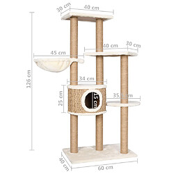 Arbre à chat,centre de jeux pour chats avec griffoirs,perchoirs et panier 126 cm Herbiers marins -MN85369 pas cher