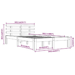 vidaXL Cadre de lit Blanc Bois massif 140x200 cm pas cher