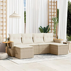 vidaXL Salon de jardin avec coussins 6 pcs beige résine tressée