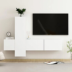 vidaXL Ensemble de meubles TV 3 pcs Blanc Bois d'ingénierie 