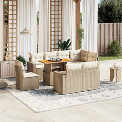 vidaXL Salon de jardin avec coussins 9 pcs beige résine tressée