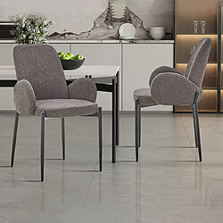 Mes Lot de 2 fauteuils repas 60x57x88 cm en tissu bouclette gris - PILBAO 