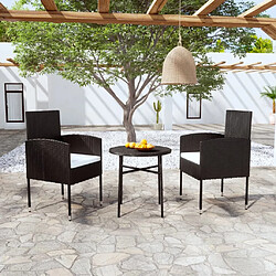 Maison Chic Mobilier à dîner 3 pcs de jardin - Ensemble table et chaises d'extérieur - Salon/Mobilier de jardin classique Résine tressée Noir -MN25014