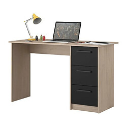 Acheter PARISOT Bureau droit 3 tiroirs - Décor chene Brooklyn - L 121,4 x P 55 x H 74.5 cm - ESSENTIELLE