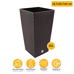 WellHome Ensemble de pots Rato 35 litres avec insert 28,7 x 28,7 x 55 cm de couleur anthracite + boule de buis diamètre 36 cm