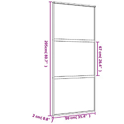 vidaXL Porte coulissante doré 90x205 cm verre ESG dépoli et aluminium pas cher