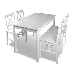 Ensemble salle à manger de jardin 5 pcs,Table et chaise à dîner Blanc -MN30908