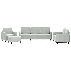 Maison Chic Ensemble de canapés 4 pcs, Canapé droit pour salon, Sofa Relax gris clair velours -GKD348917