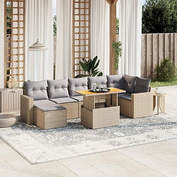 vidaXL Salon de jardin avec coussins 8 pcs beige résine tressée