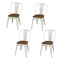 Urban Living Lot de 4 chaises vintage Liv H84 cm - Blanc