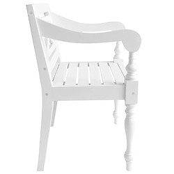 Avis vidaXL Chaises Batavia lot de 2 blanc bois d'acajou massif