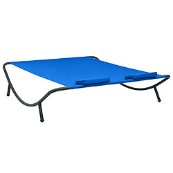 Avis vidaXL Chaise longue d'extérieur tissu bleu