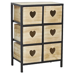 Aubry Gaspard Commode 6 tiroirs en bois naturel Coeur 2 x 3 tiroirs. Commode 6 tiroirs en bois naturel Coeur 2 x 3 tiroirs